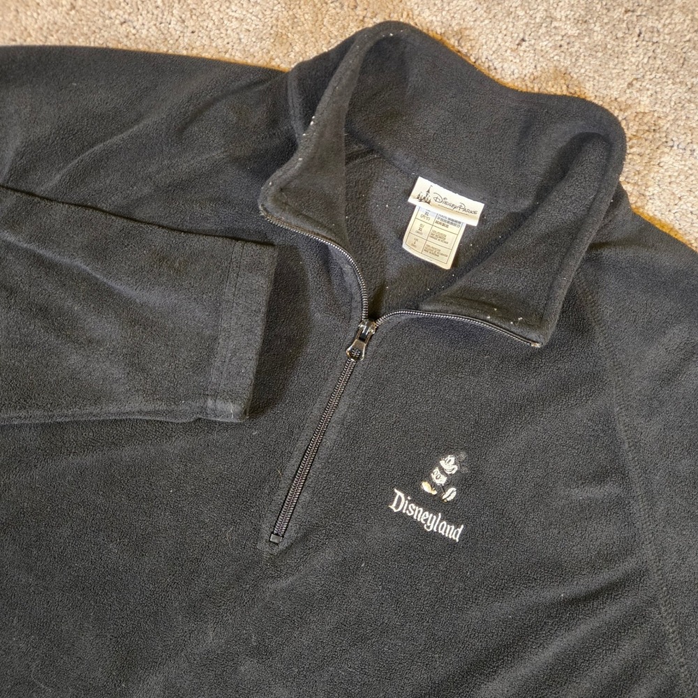 Disney Parks Disneyland Black 1/4 Zip Fleece Jacket Size Large